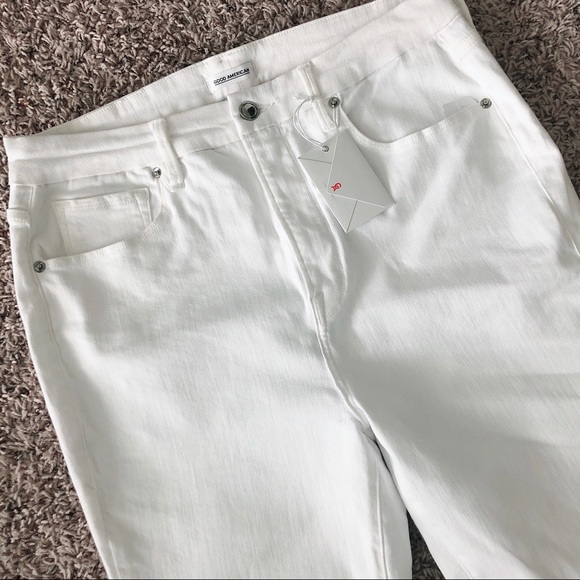 Good American Cascade Hem Skinny Jeans White Cotton Plus Size 16 NWT $139.00 - Picture 4 of 10
